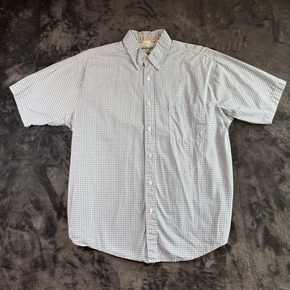 Wrangler Other - Mens Wrangler Hero Short Sleeve Button Down Shirt Blue‎ White Plaid Large